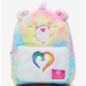 Care Bears Pastel Rainbow Fuzzy Mini Backpack