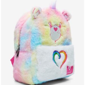 Care Bears Pastel Rainbow Fuzzy Mini Backpack